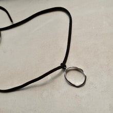 Load image into Gallery viewer, Black Suede Choker Necklace With Oval Pendant