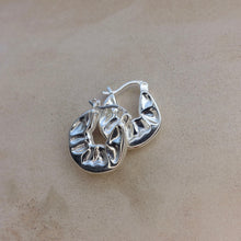 Load image into Gallery viewer, Hammered sterling silver hoop earrings