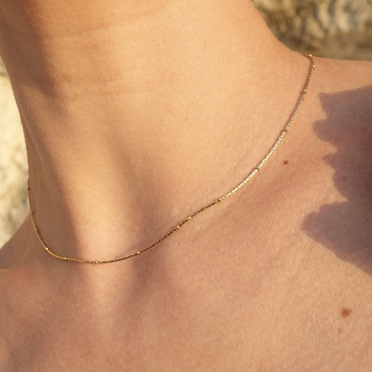Beaded Gold Fine Necklace briellajewellery