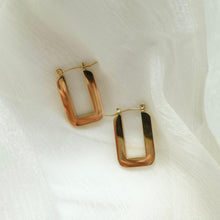 Load image into Gallery viewer, Gold Square Hoop Earrings
