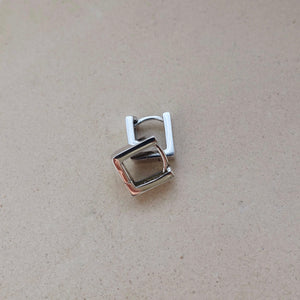 Mini square sterling silver hoops