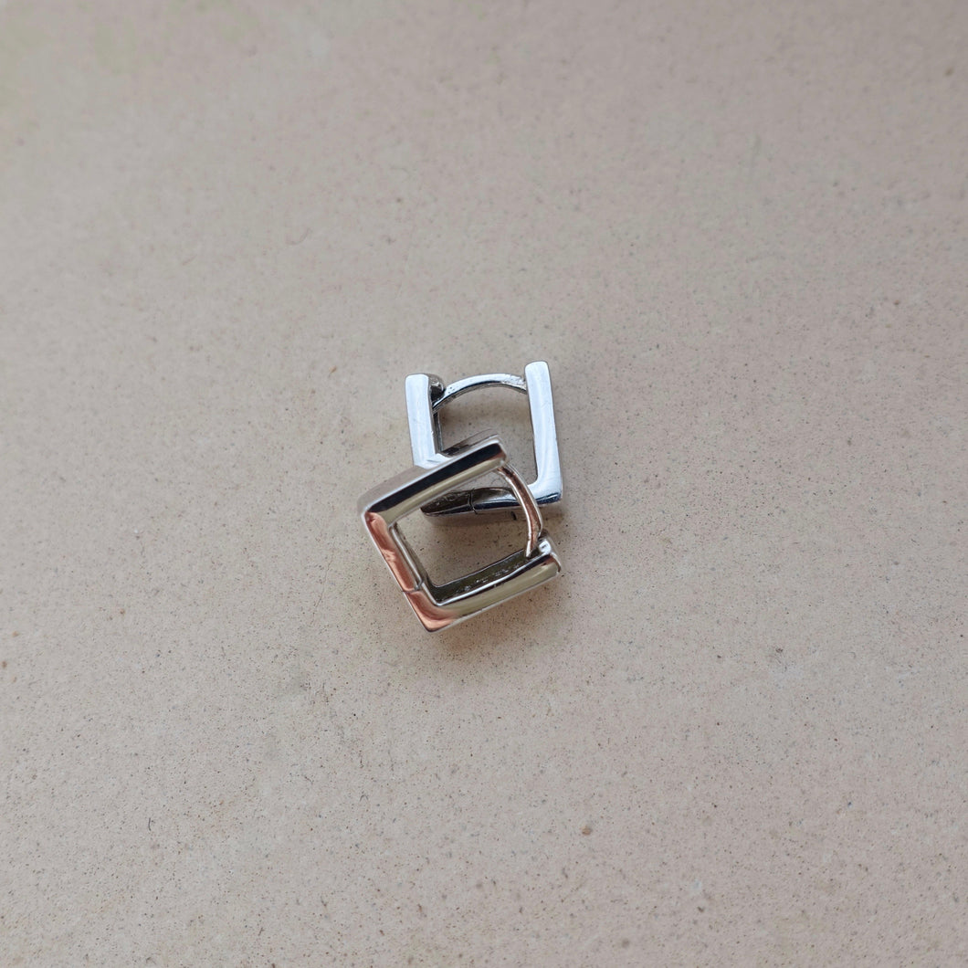 Mini square sterling silver hoops