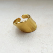 Load image into Gallery viewer, Long and wide matte gold ring

