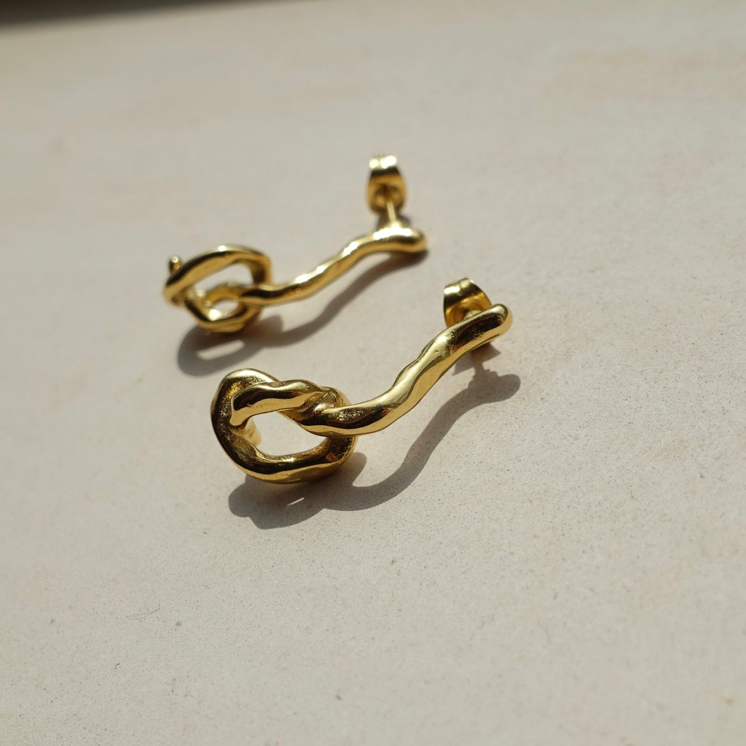 Melted Knot Gold Earrings