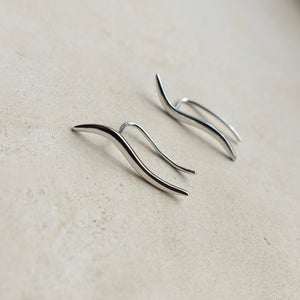 Sterling Silver Wave Climber Earrings