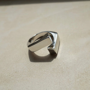 925 sterling silver square chunky ring