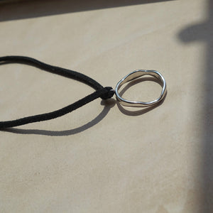Cord choker necklace with minimalist pendant