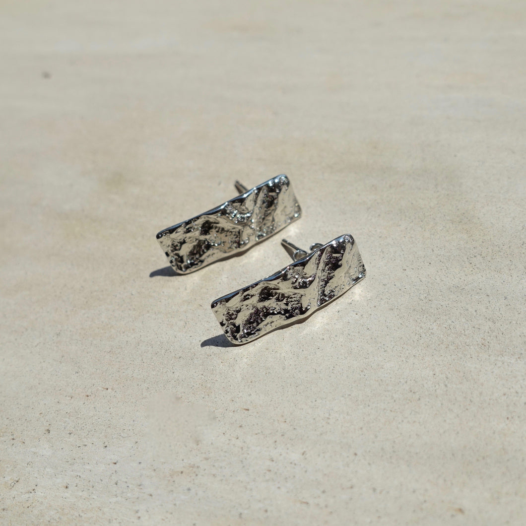 Sterling Silver Hammered Drop Earrings