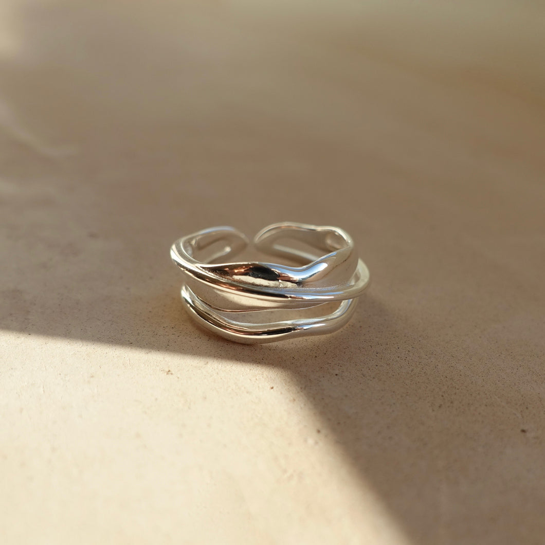 Melted sterling silver ring