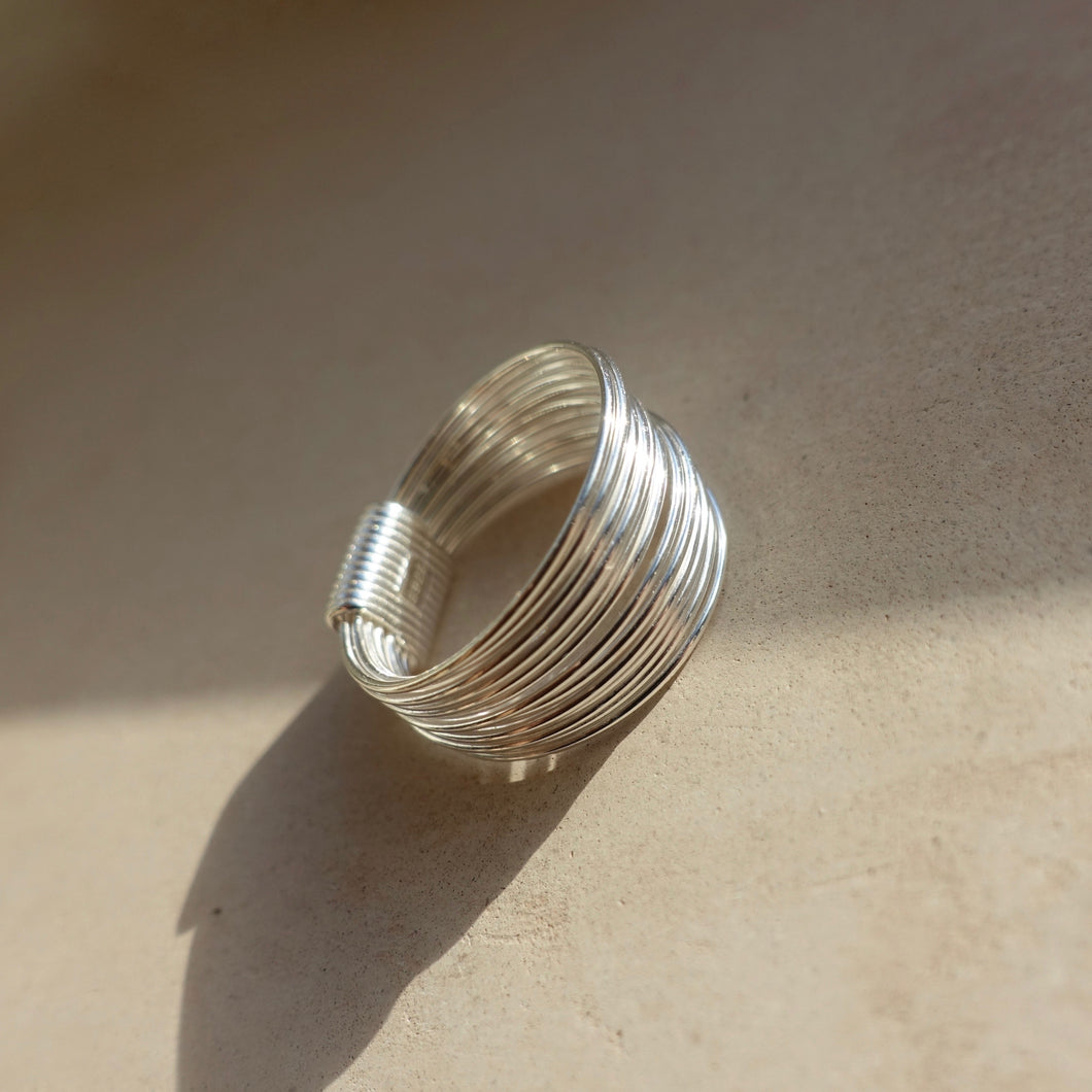 Layered sterling silver ring