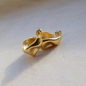 Melted Gold Hoop Earrings