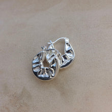 Load image into Gallery viewer, Hammered sterling silver hoop earrings
