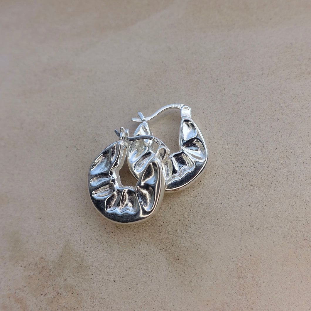 Hammered sterling silver hoop earrings
