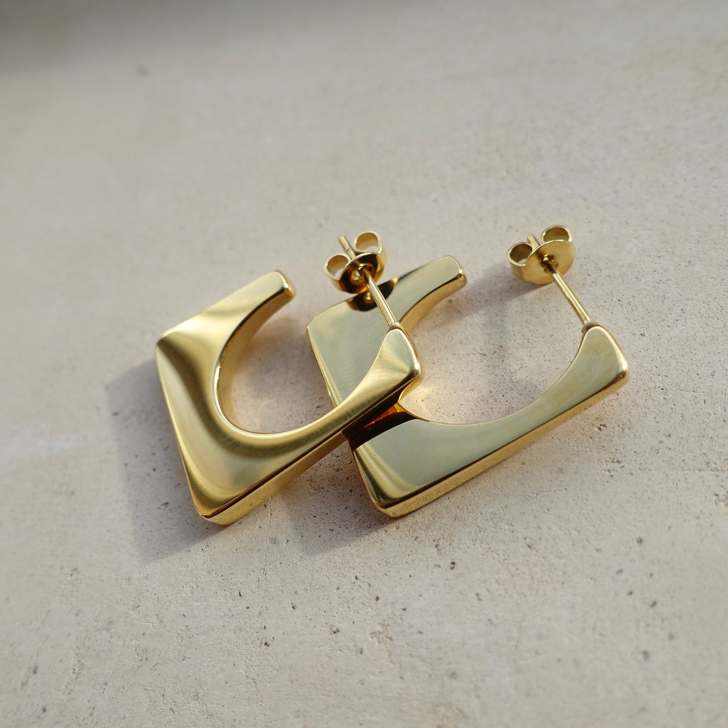 Square gold hoop earrings