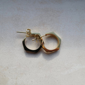 Hexagonal gold hoops