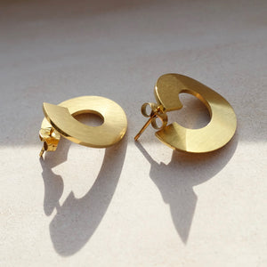 Circle Stud Earrings in Gold