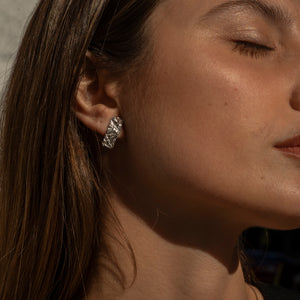 Hammered drop silver earrings