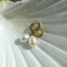 Load image into Gallery viewer, Large Pearl Hoop Earrings
