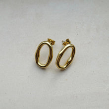 Load image into Gallery viewer, Gold irregular oval stud earrings
