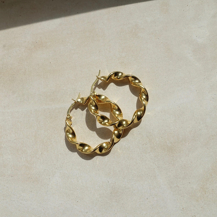 Twisted Gold Hoop Earrings - briellajewellery