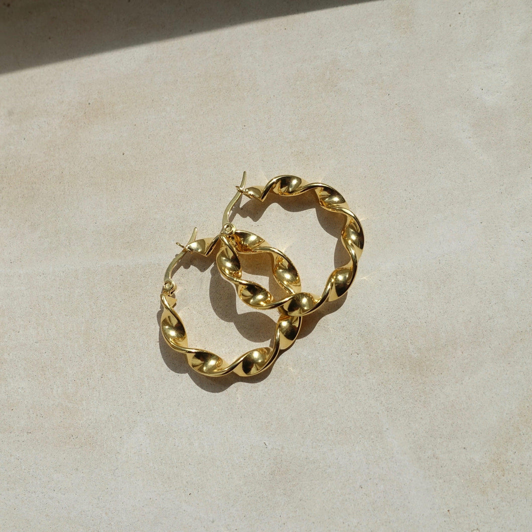 Twisted Gold Hoop Earrings - briellajewellery