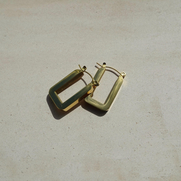 Gold square hoop earrings