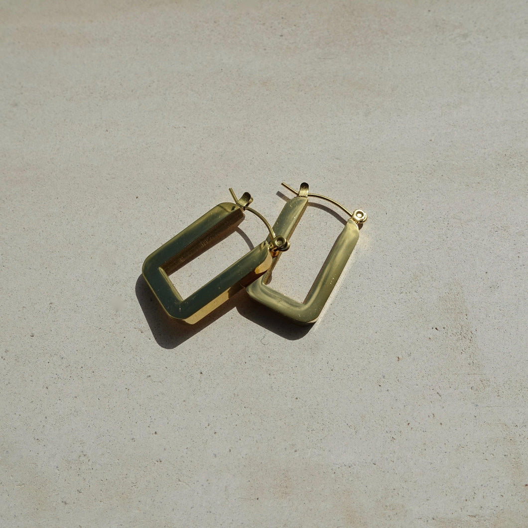 Gold square hoop earrings
