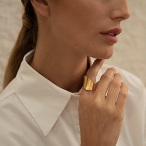 Large Gold Matte Ring - briellajewellery