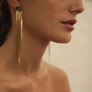 Long Drop Earrings in 18K gold