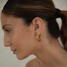 Load image into Gallery viewer, Everyday non tarnish gold hoop earrings
