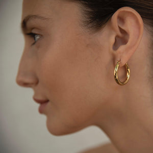 Waterproof gold hoop earrings