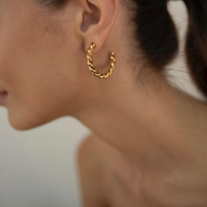 Twisted Gold Hoop Earrings - briellajewellery