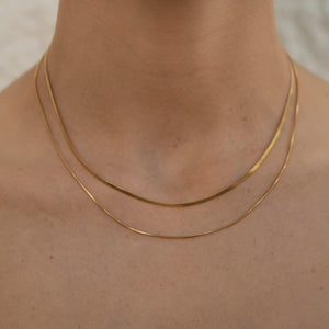 Two row layered gold necklace