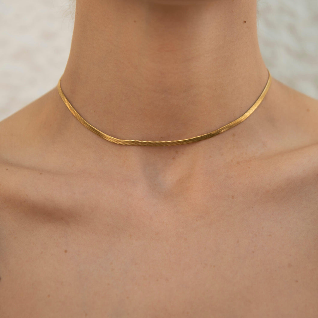 Gold snake choker necklace