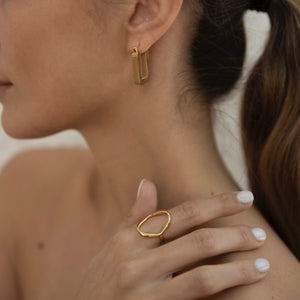 Gold square hoops