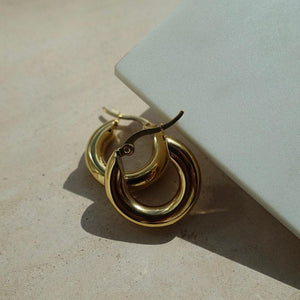 Medium Gold Chunky Hoops - briellajewellery